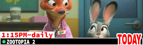 Zootopia 2 daily 1:15 pm