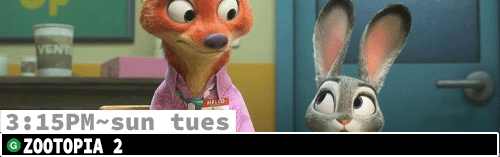 Zootopia Sun Tues 3:15 pm